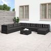 vidaXL 9 pcs conjunto lounge de jardim c/ almofad&otilde;es vime PE preto