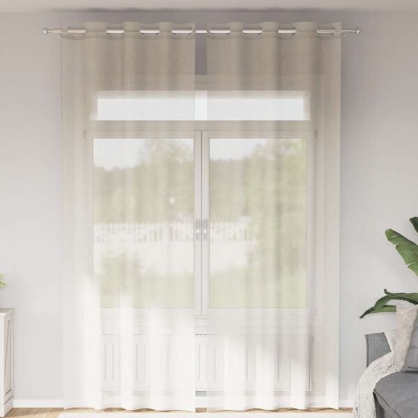 vidaXL Cortinas de voile com ilhós 2 pcs creme 140x300 cm