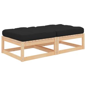 vidaXL Apoio de p&eacute;s p/ jardim c/ almofad&otilde;es 2 pcs pinho maci&ccedil;o
