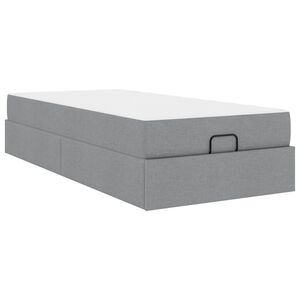 vidaXL Estrutura de cama com colch&atilde;o 2 unid. Cinzento-claro tecido