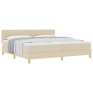 vidaXL Cama Box com colch&atilde;o com cabeceira Creme 200 x 200 cm tecido