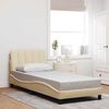 vidaXL Estrutura de cama sem colch&atilde;o Hanko 90x200 cm tecido creme
