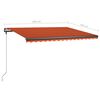 vidaXL Toldo retr&aacute;til manual com LED 450x300 cm laranja e castanho
