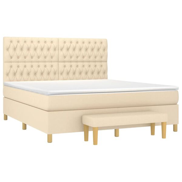 vidaXL Cama com molas/colch&atilde;o 180x200 cm tecido cor creme