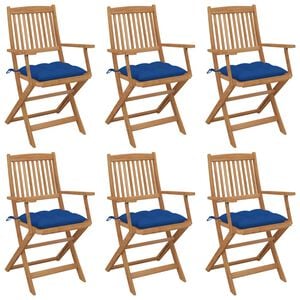 vidaXL Cadeiras de jardim dobr&aacute;veis c/ almofad&otilde;es 6 pcs ac&aacute;cia maci&ccedil;a