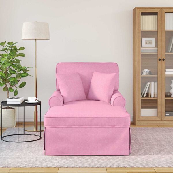 vidaXL Chaise Lounge com Saia Rosa 91 x 157 x 91 cm tecido