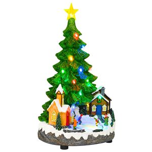 vidaXL &Aacute;rvore de Natal musical SALO 16 x 15 x 27,5 cm Resina Verde