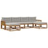 vidaXL Conjunto de Sof&aacute;s para Exterior 6 pcs Natural e Cinzento-Claro