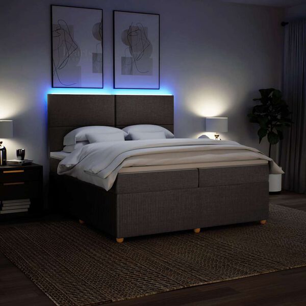 vidaXL Cama com molas/colch&atilde;o 200x200 cm tecido castanho-acinzentado