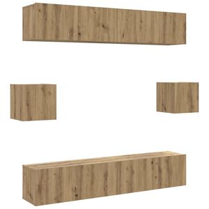 vidaXL Conjunto de arm&aacute;rio TV parede 6 pcs madeira carvalho artisiano