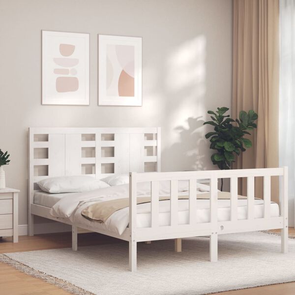 vidaXL Cama sem colch&atilde;o 120x200 cm madeira de pinho maci&ccedil;a branco