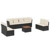 vidaXL 9 pcs conjunto de sof&aacute;s p/ jardim c/ almofad&otilde;es vime PE preto