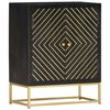 vidaXL Aparador 60x30x75cm madeira de mangueira maci&ccedil;a preto e dourado