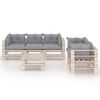 vidaxL Conjunto lounge de paletes p/ jardim 6 pcs c/ almofad&otilde;es pinho