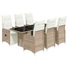vidaXL 7 pcs conjunto bistr&ocirc; de jardim c/ almofad&otilde;es vime PE castanho