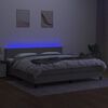 vidaXL Cama box spring c/ colch&atilde;o e LED 200x200 cm tecido cinza-claro