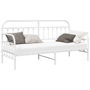 vidaXL Estrutura de cama de dia Branco 80 x 200 cm A&ccedil;o revestido a p&oacute;
