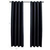 vidaXL Cortinas blackout com argolas 2 pe&ccedil;as tecido preto 137x213 cm