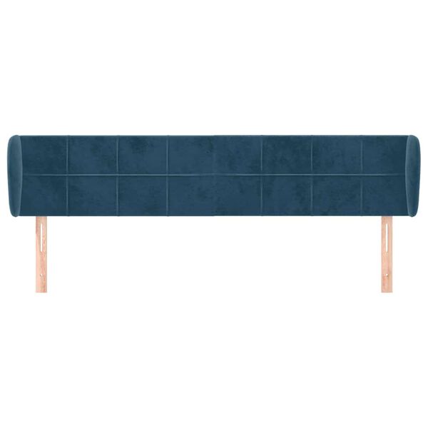 vidaXL Cabeceira de cama c/ abas veludo 183x23x78/88cm azul-escuro