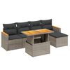vidaXL 6 pcs conjunto sof&aacute;s de jardim com almofad&otilde;es vime cinzento