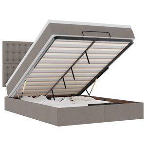 vidaXL Estrutura de cama otomana com colch&atilde;o tecido cinzento 140x190cm