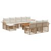 vidaXL Conjunto de Sof&aacute; de Jardim 11 unid. Natural e Branco Creme