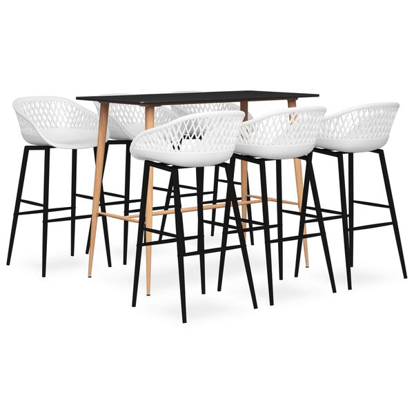 vidaXL 7 pcs conjunto de bar preto e branco