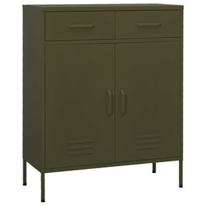 vidaXL Arm&aacute;rio de arruma&ccedil;&atilde;o a&ccedil;o 80x35x101,5 cm verde-azeitona