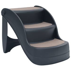 vidaXL Escada para c&atilde;es dobr&aacute;vel com 3 degraus cinzento-escuro