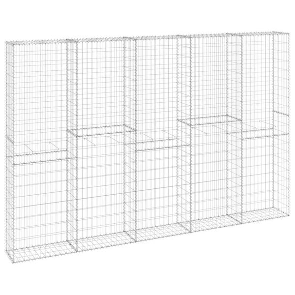 vidaXL Muro gabi&atilde;o com tampas a&ccedil;o galvanizado 300x30x200 cm