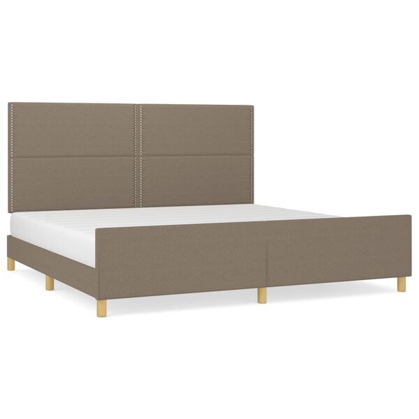 vidaXL Cama sem colch&atilde;o 200x200 cm tecido cinzento-acastanhado