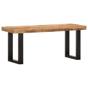 vidaXL Banco 110 cm madeira de mangueira &aacute;spera maci&ccedil;a e a&ccedil;o
