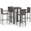 vidaXL 5 pcs conjunto de bar exterior c/ apoio de bra&ccedil;os vime PE cinza