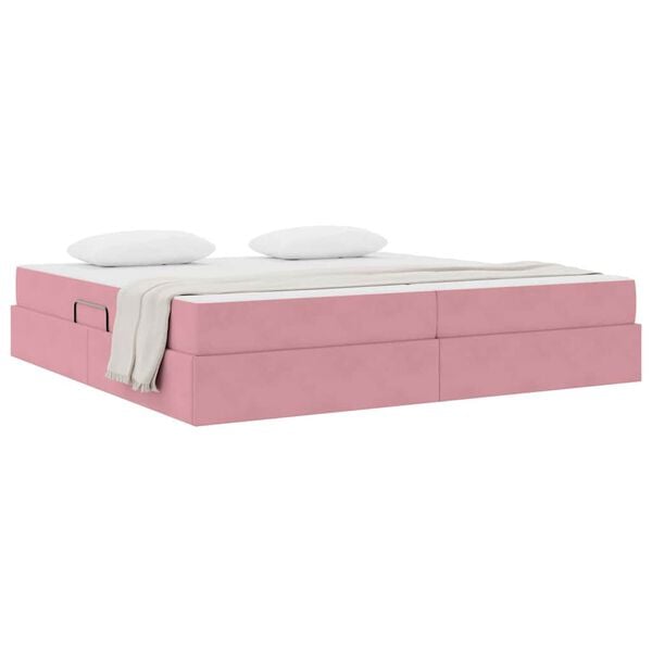 vidaXL Cama com arruma&ccedil;&atilde;o e colch&atilde;o Rosa 200 x 200 cm Veludo