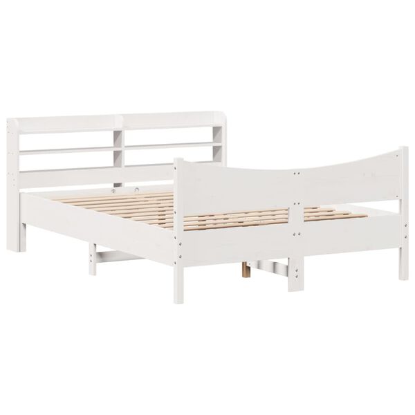 vidaXL Estrutura de cama com cabeceira 120x200 cm pinho maci&ccedil;o branco