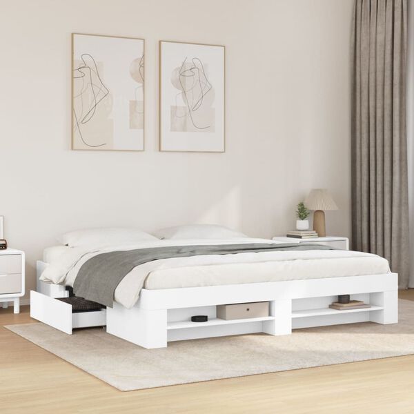 vidaXL Estrutura de cama 200x200 cm derivados de madeira branco