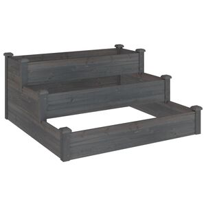vidaXL Canteiro elevado de jardim 120x120x56cm abeto maci&ccedil;o cinzento