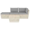 vidaXL 4 pcs conjunto lounge de paletes + almofad&otilde;es madeira de abeto