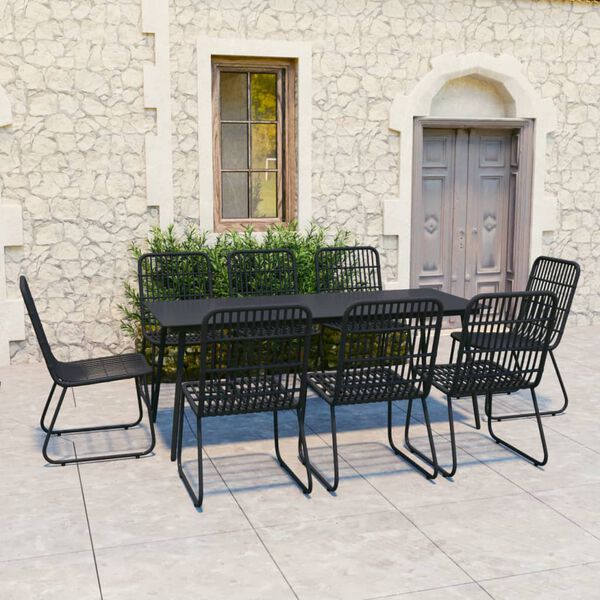 vidaXL 9 pcs conjunto de jantar para exterior vime PE e vidro