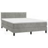 vidaXL Cama box spring c/ colch&atilde;o/LED 140x190 cm veludo cinzento