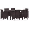 vidaXL Conjunto de Jantar para Jardim 7 unid. Castanho Rattan Polt