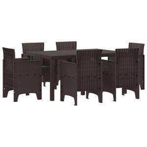 vidaXL Conjunto de Jantar para Jardim 7 unid. Castanho Rattan Polt
