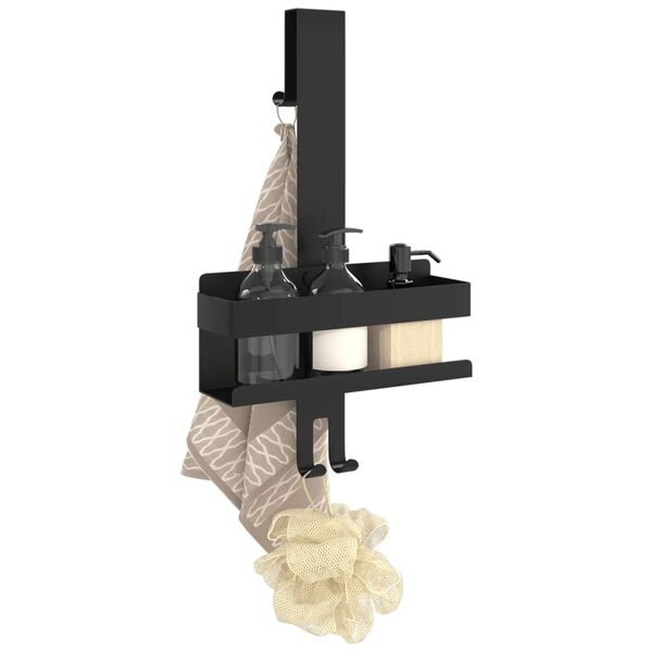 vidaXL Prateleiras de chuveiro aço inoxidável 304 escovado preto mate