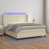 vidaXL Cama box spring c/ colch&atilde;o/LED 180x200cm couro artificial creme