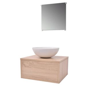vidaXL M&oacute;veis casa de banho 3 p&ccedil;s e conjunto de bacia bege