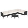 vidaXL 8 pcs conjunto lounge de jardim c/ almofad&otilde;es vime PE preto