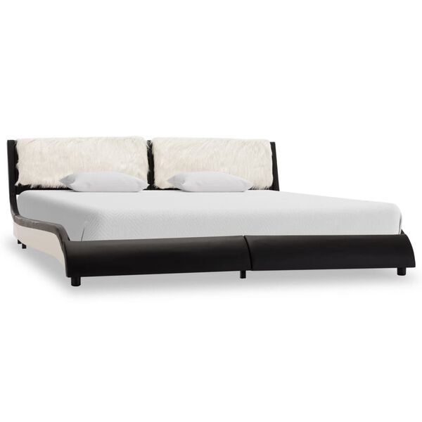 vidaXL Estrutura de cama em couro artificial 180x200 cm preto e branco