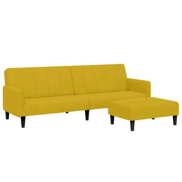 vidaXL Sof&aacute;-cama 2 lugares c/ apoio de p&eacute;s veludo amarelo