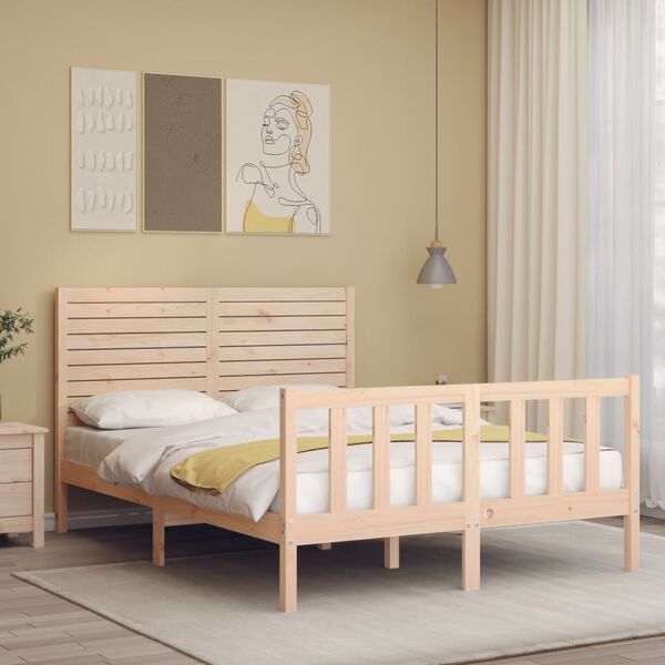 vidaXL Cama sem colch&atilde;o 140x190 cm madeira de pinho maci&ccedil;a