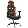 vidaXL Cadeira gaming c/ apoio p/ p&eacute;s couro artificial preto e laranja